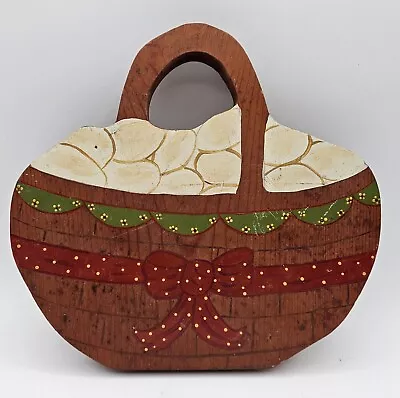 Vintage Basket Of Eggs Wooden Wall Hanging Plaque Country Kitchen Decor • $5.99