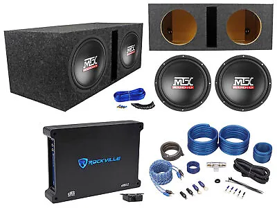 (2) MTX Terminator TN10-04 10” 600w Subwoofers+Vented Box+Mono Amplifier+Amp Kit • $339.95