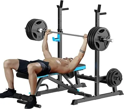 Weight Bench With Squat Rack Bench Press Rack Two Piece Set Adjustable Bench  • $190.99