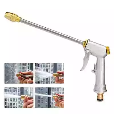 High Pressure Power Gun Water Spray Garden Hose Nozzle Car Clean Washer Silver • $8.90