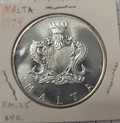 1974 Malta 4 Liri Silver Coin. Proof Like. Gate Of Notre Dame. • $64.95