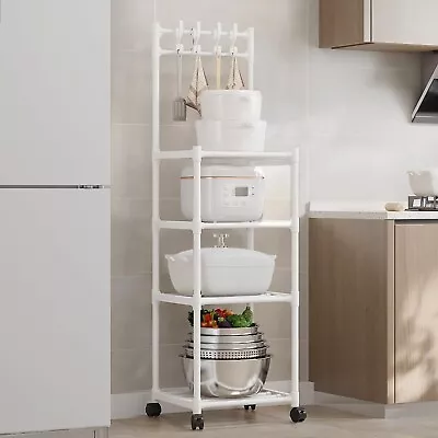 4 Tier Heavy Duty Steel Wire Rack Shelf Kitchen Storage Shelving Unit W/ Wheels • £24.89