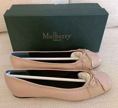 Mulberry Women's Nappa Leather Bow Ballerina Shoes Rosewater Size 39 New In Box  • £100