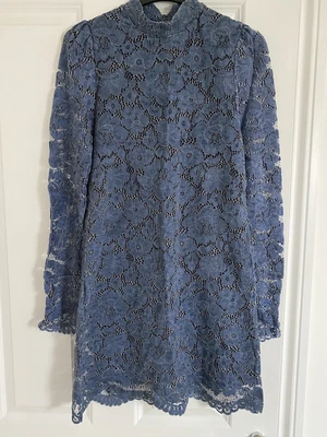 £19 • Buy Zara Denim Blue Lace Mini Dress Size S 