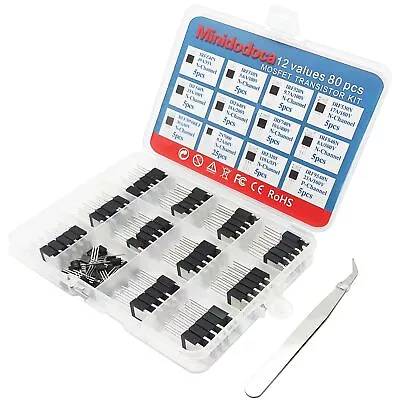 Minidodoca 12 Values 80 Pcs MOSFET Transistor Assortment Kit N&P Channel MOSF... • $35.35