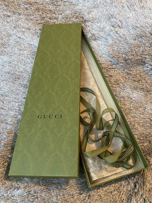 £22 • Buy NEW GUCCI Authentic Gift Green Scarf Tie Storage Box 55x16x3cm + Ribbon + Tissue