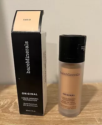 BareMinerals Original Liquid Mineral Foundation SPF 20  Fair 01 - 1 Fl Oz • $13