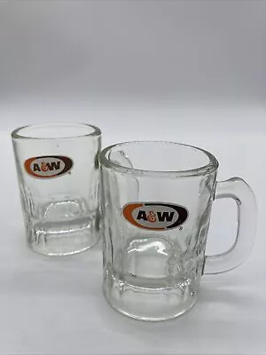 2 Vintage A&W Root Beer Mini Mugs/Shot Glasses 3 1/8” Tall • $15.05