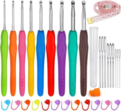 £6.37 • Buy ZGTS Crochet Hooks Set, 9PCS Aluminum Knitting Needles Kit Ergonomic Soft Grip