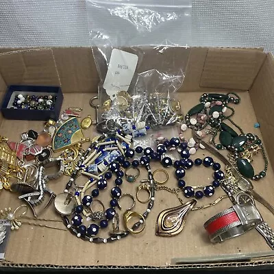 Estate 1.75lbs Vintage Costume Jewelry Mostly Wearable Cloisonne Watches Earring • $5