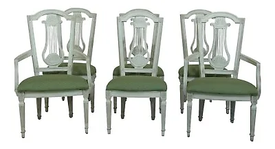 L32296EC: Set Of 6 Italian Style White Painted Dining Room Chairs • $1795