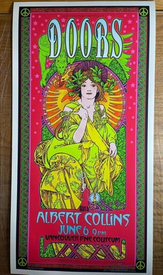 $50 • Buy The DOORS Albert Collins Vancouver BC 1968 2nd Print Concert Poster 