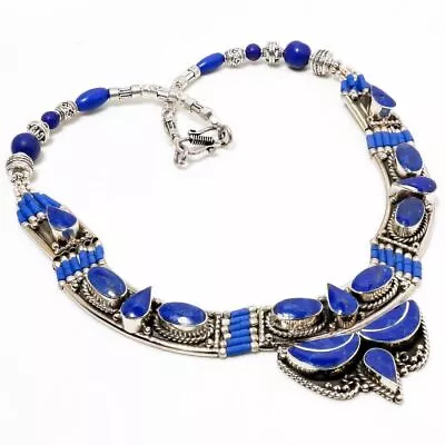 Lapis Lazuli Handmade Gemstone Engagement Gift Jewelry Nepali Necklace 18  N25 • $20.99