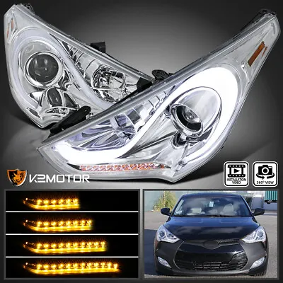 Clear Fits 2012-2017 Hyundai Veloster Projector Headlights LED Sequential Signal • $351.88