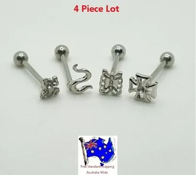 4 Piece Picture Shape Tongue Bar Logo Tongue Ring Body Piercing Jewellery • £9.90