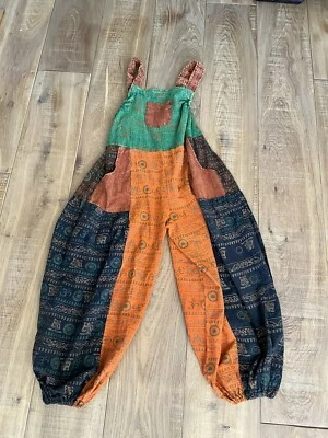 £20 • Buy Funky Threads India Cotton Dungarees Jumpsuit  Harem Boho Hippie Festival 8 10