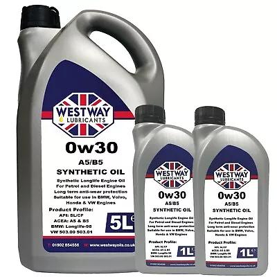 £40 • Buy 0W30 A5 B5 Fully Synthetic Engine Oil For Volvo Honda BMW 7 Litres - 7L