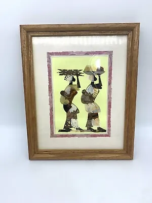$40 • Buy Vintage Framed Real Butterfly Art Artwork Crafted African Woman Mosaic Wings