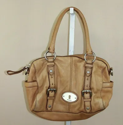 $64.99 • Buy FOSSIL Maddox Satchel Handbag Genuine Leather Camel Color 15 X10 X4 