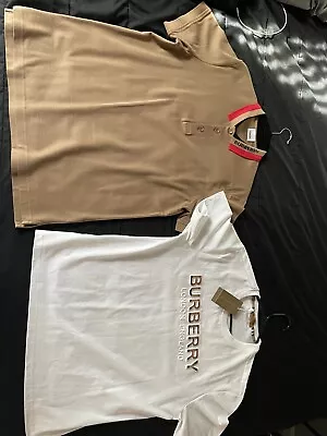 Burberry Polo Logo T-shirt Size Large & Burberry White T-shirt Size Large. • $109