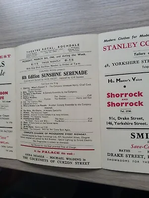 Variety Theatre Programme 1948rochdale Theatre Royalsunshine Serenade • £8