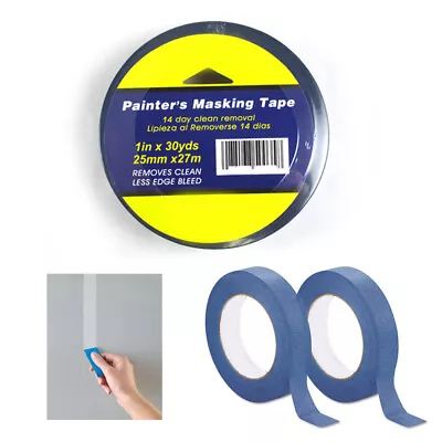 4 Rolls Painters Masking Tape Blue 1 Inch X 18 Yds Less Edge Bleed Multi-Surface • $9.75