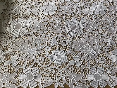 2 Yds Gorgeous Allover White Bridal Floral Cotton Venise Lace • $49.99