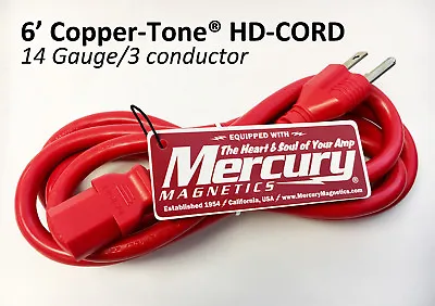 6ft Heavy Duty Copper-Tone® Power Cord - Mercury Mag Audiophile Guitar AC Cable • $21