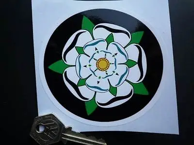 YORKSHIRE White Rose Of York Sticker 100mm Alba Argent Vintage Classic Car Bike • £3.50