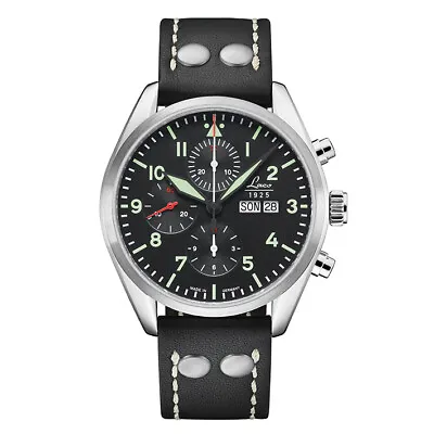 Laco MonteCarlo 861815 Automatic Black Silver Stainless Leather Round Analog Men • $2828