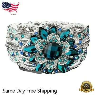 925 Silver Plated Ring Women Fashion Wedding Jewelry Sz6-10 Simulated Glass • $3.49