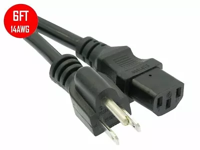 6Ft 14awg Gauge Heavy Duty 15A PC Power Cord Computer Cable 5-15P To C13 UL • $13.85