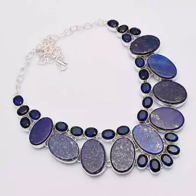 Lapis Lazuli Tanzanite Gemstone Handmade Big Necklace Jewelry 110Gms LBN-1471 • $17.50