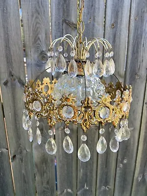 Vintage Waterfall Pendant Crystal Glass Chandelier Ceiling Light • $175