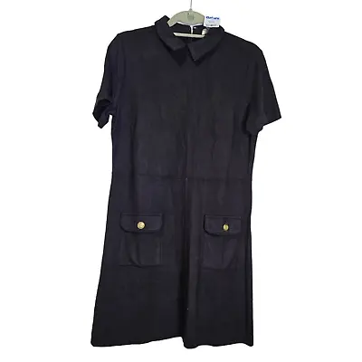 NEW Ann Taylor Loft S Ponte Button Pocket Dress Black Mod Career Classic  • $32