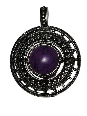Premier Designs Purple Magnetic Pendant Reversible Silver Tone Ex Cond! • $12.99