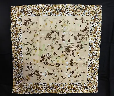 Elegant VALENTINO Small Floral Cotton Scarf 18 X 18 Brand New With Case • £48.21