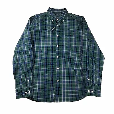 Nautica Flex Shirt Men Medium Green Blue Plaid Long Sleeve Classic Fit Button Up • $25.84