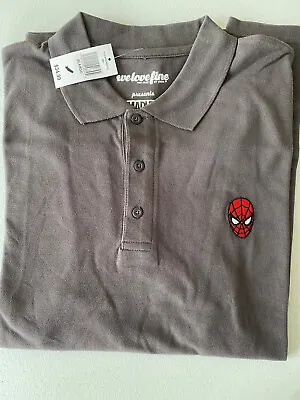 LICENSED MARVEL Avengers COMICS SPIDERMAN Embroidered GRAY POLO SHIRT • $22.95