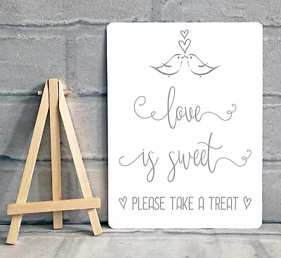 A5 Metal Love Is Sweet Candy Buffet Jar Table Sign - Various Colours  • £6.95