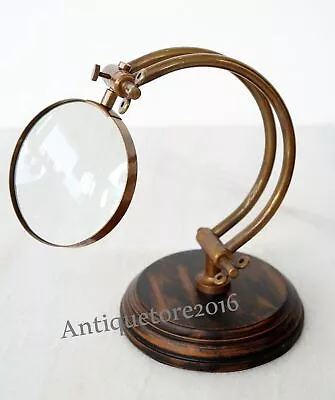 Collectible Nautical Vintage Brass Magnifying Glass Table Top Decorative Item • $113.59