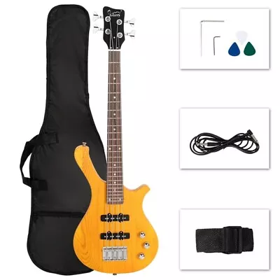 36in Small Scale Electric Bass Guitar Suit With Mahogany Body SS Pickups Guitar • $94.49