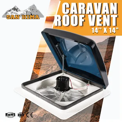 SAN HIMA 12V 3-Speed Caravan Roof Vent Motor RV Fan Air In & Air Out 355mmx355mm • $159.95