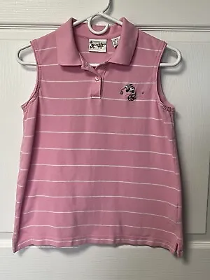 Walt Disney World Women’s Sleeveless Golf Shirt Pink Stripe Minnie Mouse Medium • $14.99