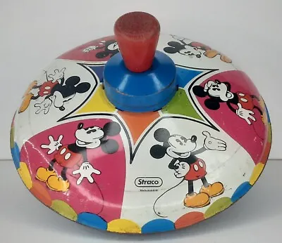 Spinning Top Straco Walt Disney Mickey Mouse Tin Litho Mid Century Modern Toy • $25