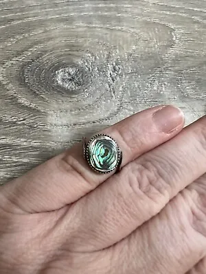 Abalone Shell Ring Size 4.5 Womens Jewelry Vintage Sterling Silver Bin 48 • $28