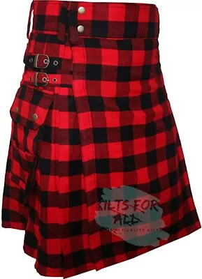 $49.97 • Buy Rob Ray Black/Red Wedding Utility Kilt (USA Seller)