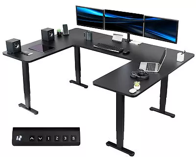 VIVO Black U-Shaped 83  X 60  Height Adjustable 4-Leg Electric Standing Desk • $699.99