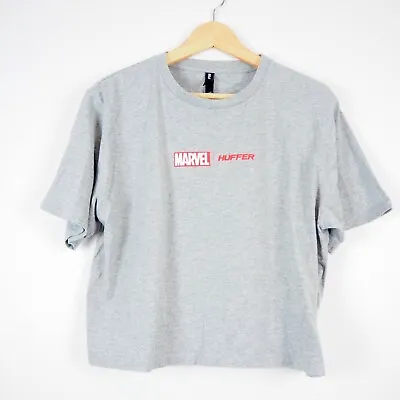 HUFFER MARVEL Collab Grey Marle Women's Crop T'shirt - Size 12 • $25