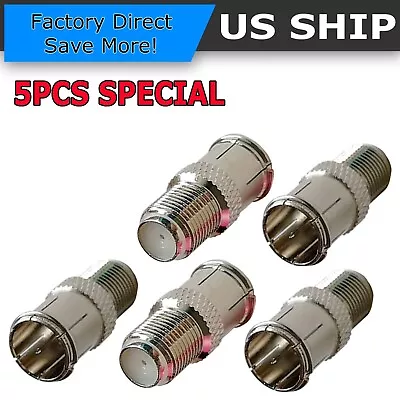 5 Pack F-type Quick Push-On Adapter Male-Female Coaxial Cable Connector • $7.49